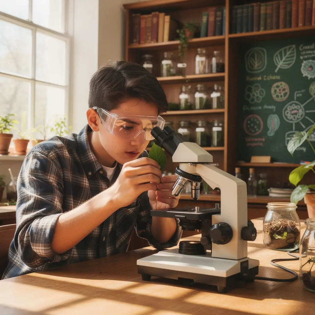 Különböző növényfajok bemutatása egy oktatási táblán.